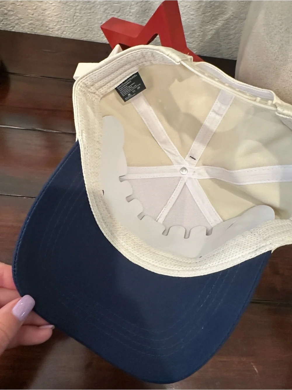 David and Young Cream & Navy Baseball Cap with Red 'AMERICAN HONEY' Embroidery